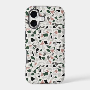 Terrazzo vert chasseur, argile rose et gris tachet