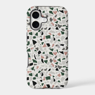 Terrazzo vert chasseur, argile rose et gris tachet