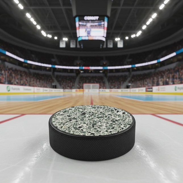 Terrazzo Vert Moderne (Modern Green Terrazzo Hockey Puck)
