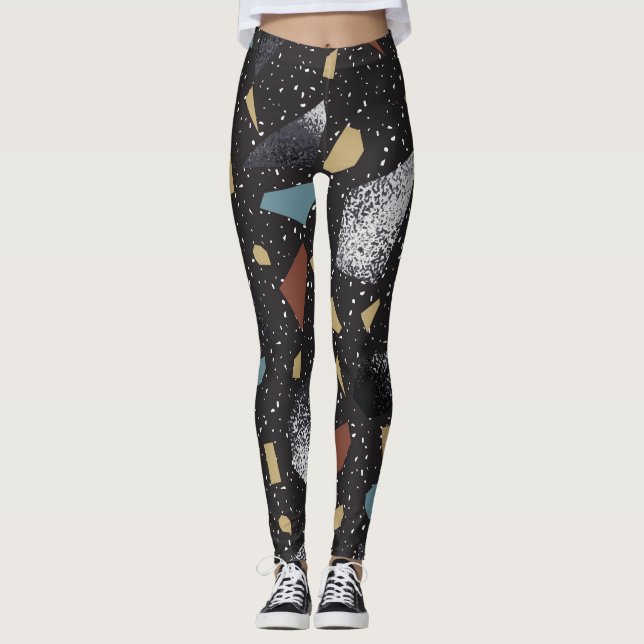 Terrazzo Vintage Surface Design Leggings (Front)