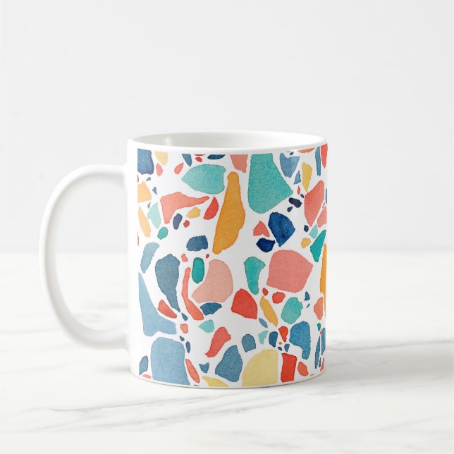 Terrazzo Watercolor: Colourful Seamless Pattern. Coffee Mug (Left)