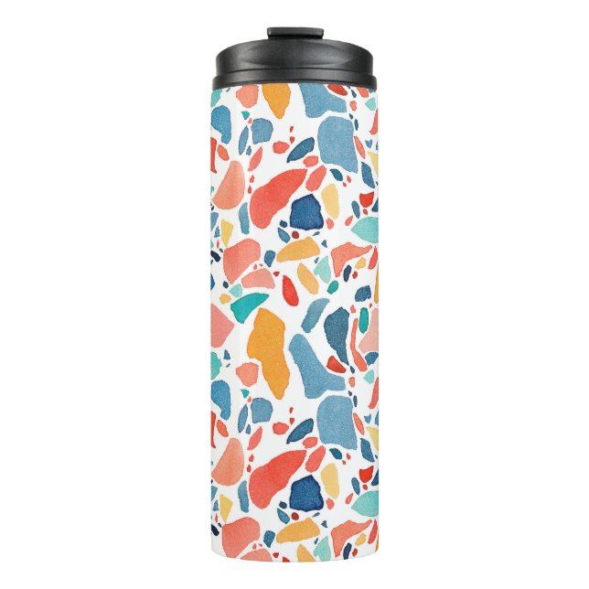 Terrazzo Watercolor: Colourful Seamless Pattern. Thermal Tumbler (Front)