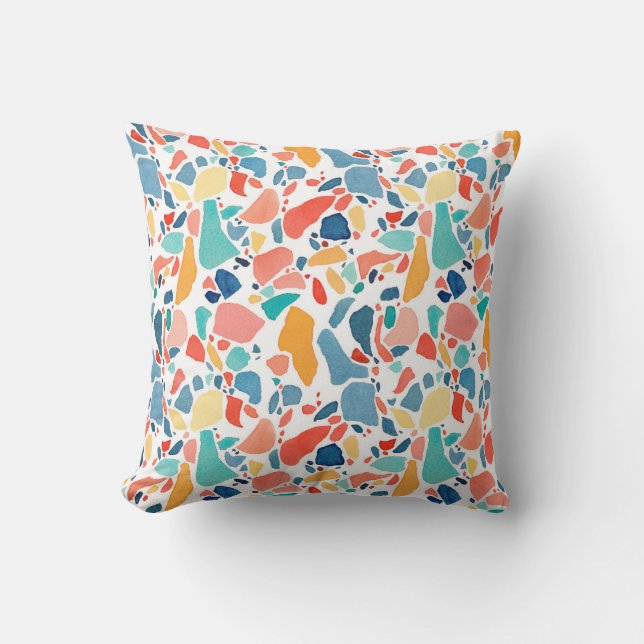 Terrazzo Watercolor: Colourful Seamless Pattern. Throw Pillow (Front)