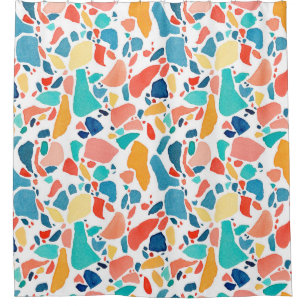 Terrazzo watercolor seamless pattern. Hand