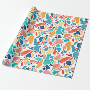 Terrazzo watercolor seamless pattern. Hand drawn o Wrapping Paper