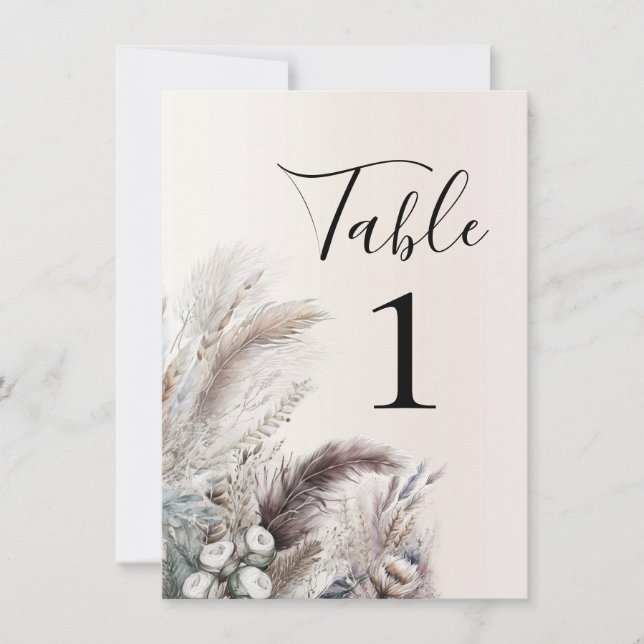 Terre Bohème Plumes Florales Numéro de table (Devant)