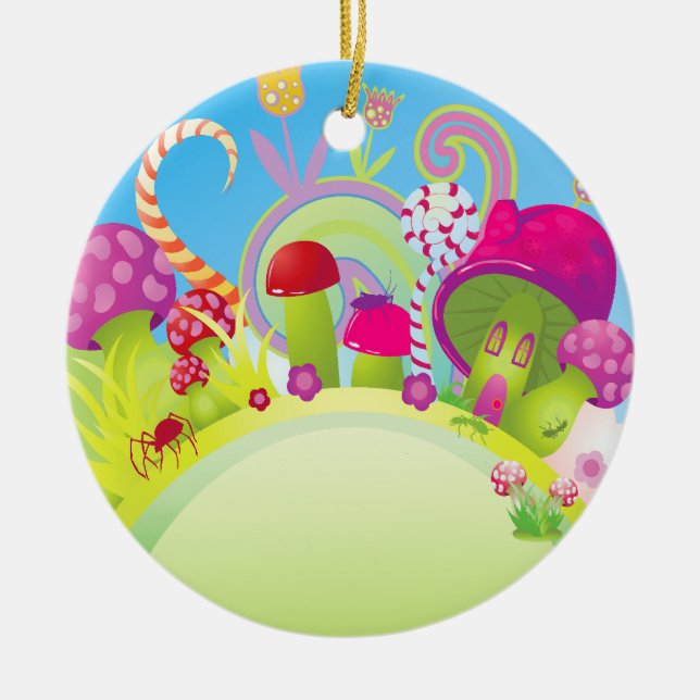 Terre de bonbons imaginaire ornement de Noël (Devant)