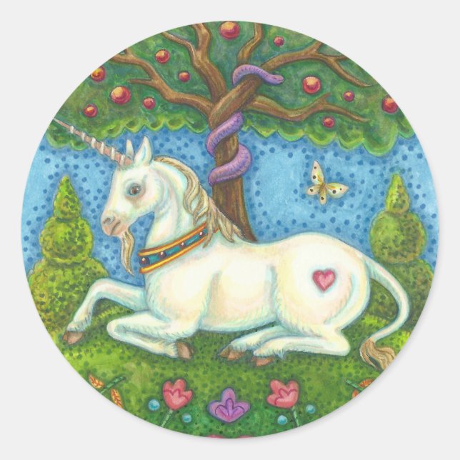 Terre D'Eden Unicorn Feuille STICKERS Serpent (Devant)