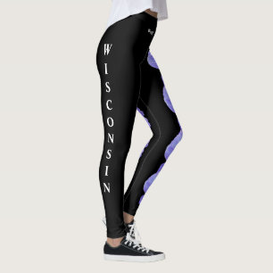 Terre du Wisconsin Noir Fleur Bois Violet Leggings