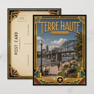 Terre Haute Indiana Vintage Art Deco Golden Age Postcard