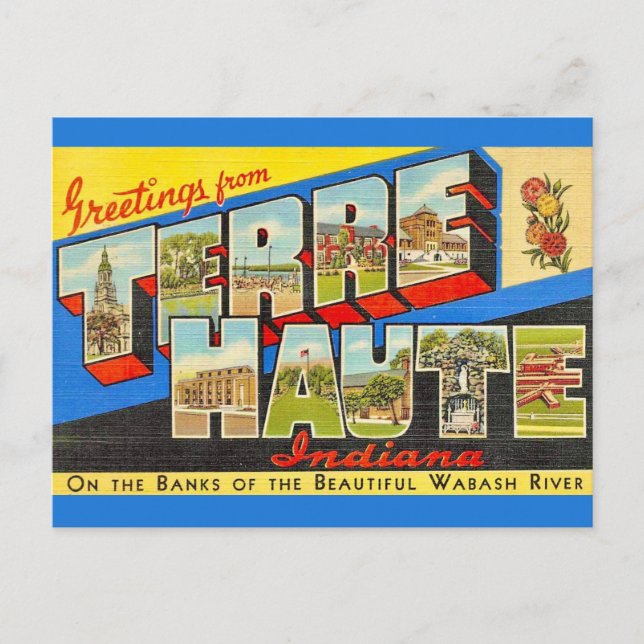 Terre Haute Indiana Vintage Postcard (Front)