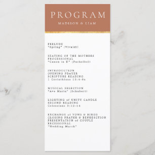 Terrecotta Gold foil Wedding Program