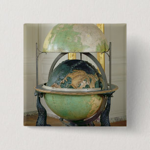 Terrestrial and celestial globe 2 inch square button