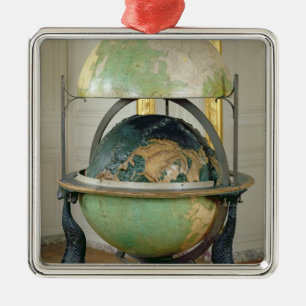 Terrestrial and celestial globe metal ornament