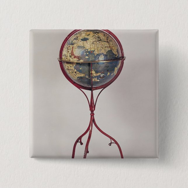 Terrestrial Globe, showing the Indian Ocean 2 Inch Square Button (Front)