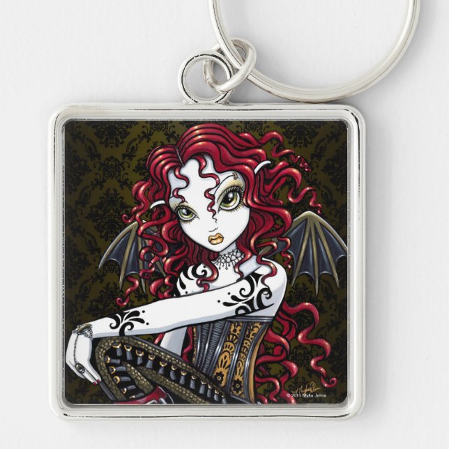 "Terri" Gothic Red Rose Fairy Fantasy Keychain (Front)
