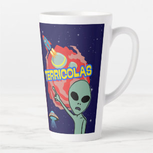 terricolas - alien scare of humans latte mug