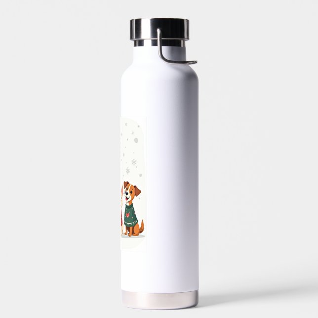 Terrier Christmas Choir Water Bottle (Left)