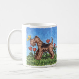 Terrier de gallois avec les pavots 11oz. tasse