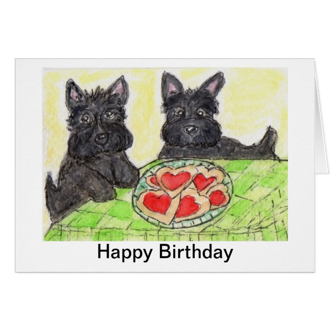 Terrier d'écossais d'art de carte d'anniversaire (Devant horizontal)