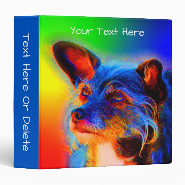 Terrier Dog Abstract Rainbow Art Personalized Binder (Front/Spine)