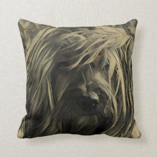Terrier dog face throw pillow