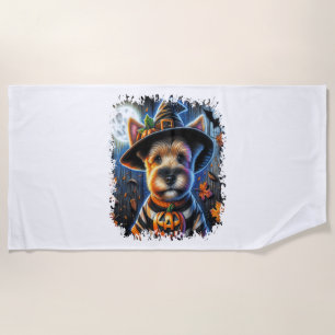 Terrier Dog Halloween Square Beach Towel