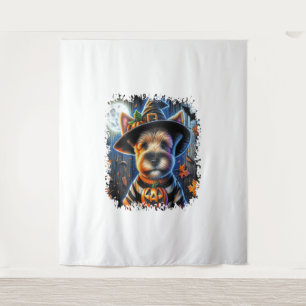 Terrier Dog Halloween Square Tapestry