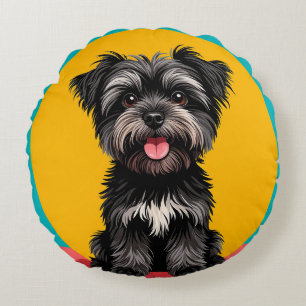 Terrier Dog Lover Gift Cute Puppy Portrait Round Pillow