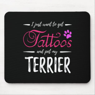 Terrier Dog Lover Tattoo Funny Dog Mom Gift Idea Mouse Pad