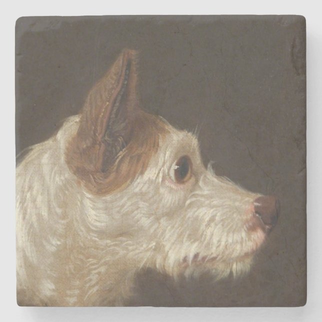 Terrier Dog's Head (by James Ward) Stone Coaster (Front)