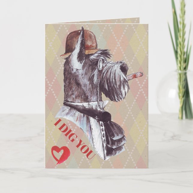 Terrier Gentleman Dog I Dig You Holiday Card (Front)