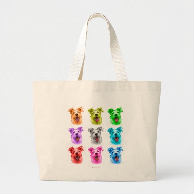 Terrier Mix 2989 - WB Large Tote Bag (Front)