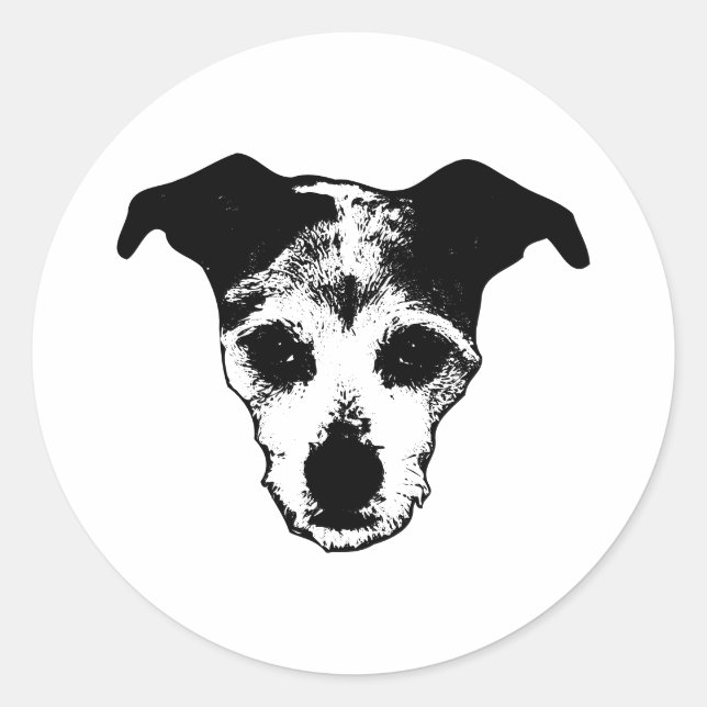 Terrier Mix Looking Up Portrait Sticker (Front)