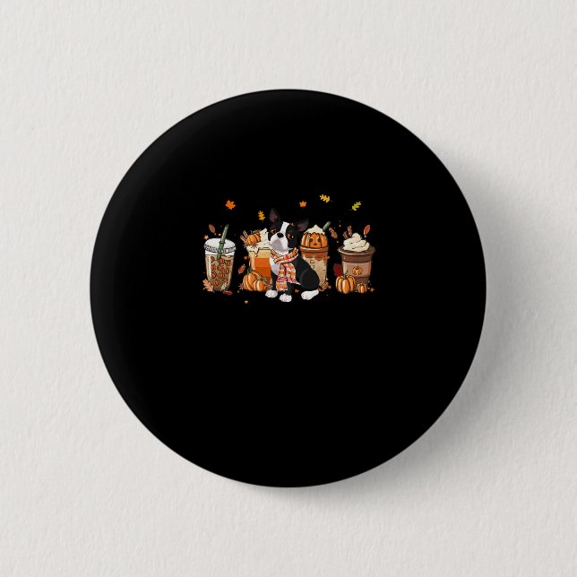Terrier Pumpkin Spice Latte Iced Autumn Dog Fall  2 Inch Round Button (Front)