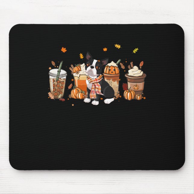 Terrier Pumpkin Spice Latte Iced Autumn Dog Fall  Mouse Pad (Front)