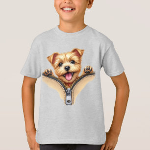 Terrier Puppy In Zipper Pocket Kids' Basic T-Shirt