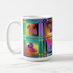 Terrier  Silhouettes  in a Checkeboard Pattern Coffee Mug