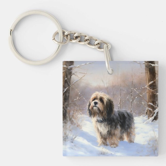 Terrier Tibétain Laissons Il Neige Noël (Devant)