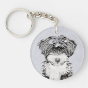 Terrier tibétain peignant - art original mignon de