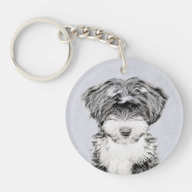 Terrier tibétain peignant - art original mignon de (Devant)