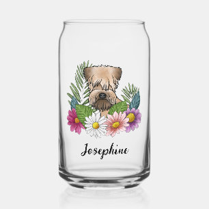 Terrier Wheaten à poil doux avec fleurs et nom