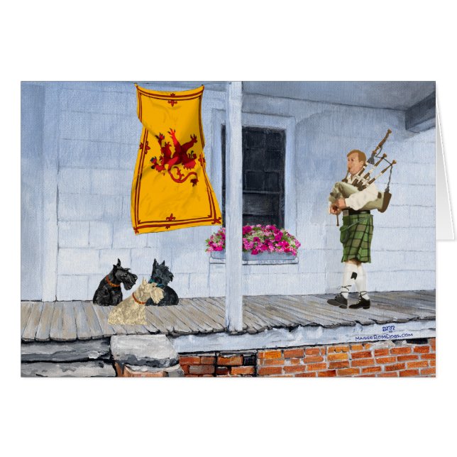 Terriers écossais avec Bagpiper (Devant horizontal)