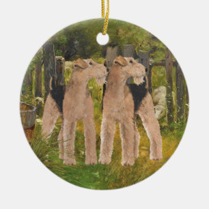 Terriers on the Farm Ceramic Ornament