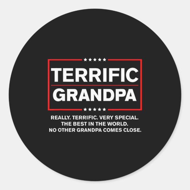 Terrific Grandpa - Funny Donald Trump Campaign Sty Classic Round Sticker (Front)