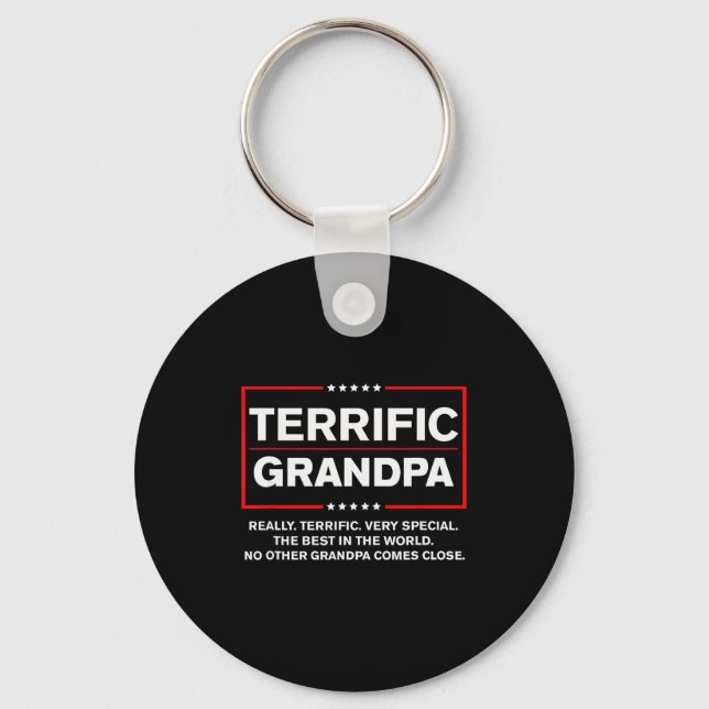 Terrific Grandpa - Funny Donald Trump Campaign Sty Keychain (Front)