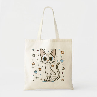Terrific Tia Floral Tabby Cat Tote Bag