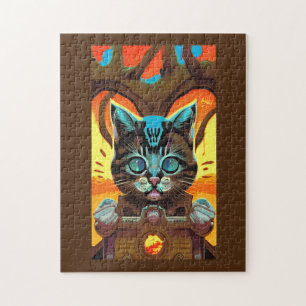 Terrified alien cat escape power drive jigsaw puzzle