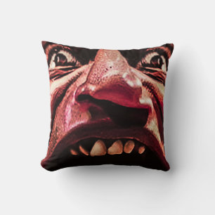 Terrified man closeup portrait illustration throw pillow
