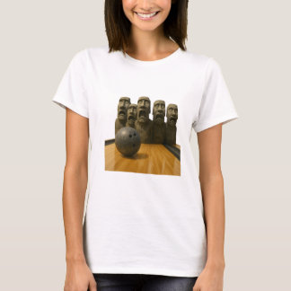 Terrified Moai Statues on a Bowling Lane T-Shirt